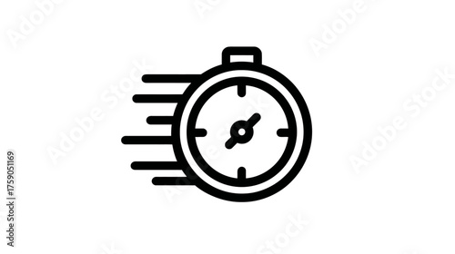 Dynamic Outline Stopwatch Icon Representing Speed, Fast Time, Quick Delivery, Efficiency, and Urgent Service Concept Vector