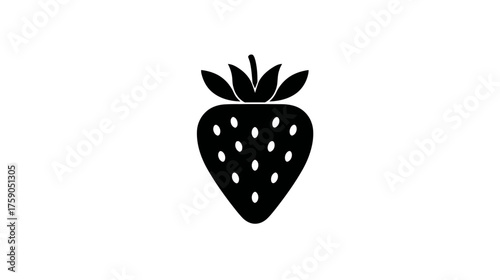 Simple black strawberry silhouette vector icon on a clean white background. Fresh fruit pictogram for food, healthy eating, and design.