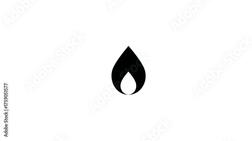 Minimalist black flame icon, fire symbol, representing heat, energy, natural gas, hot, or burning concept graphic isolated
