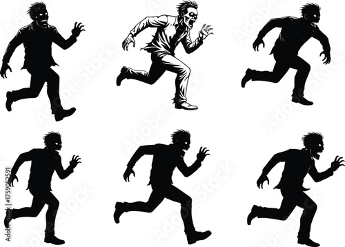 Running silhouette animation, dynamic motion frames, intense character pose, athlete sprint sequence, vector illustration for sports design, movement study, graphic storytelling, action concept