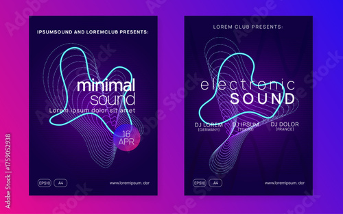 Fest Flyer. Dance Electro Graphic. Electronic Radio Invitation. Green Music Event. Violet Discotheque Background. Dj Magazine. Concert Cover. Blue Fest Flyer