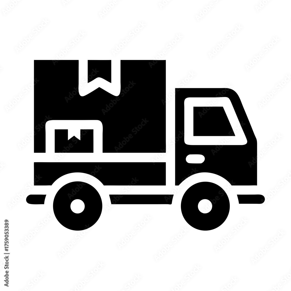 Fototapeta premium Vector art of delivery truck with boxes perfect for logistics and transportation needs