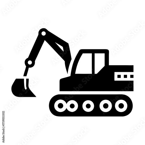 Illustration of an excavator, a heavy equipment for construction and digging