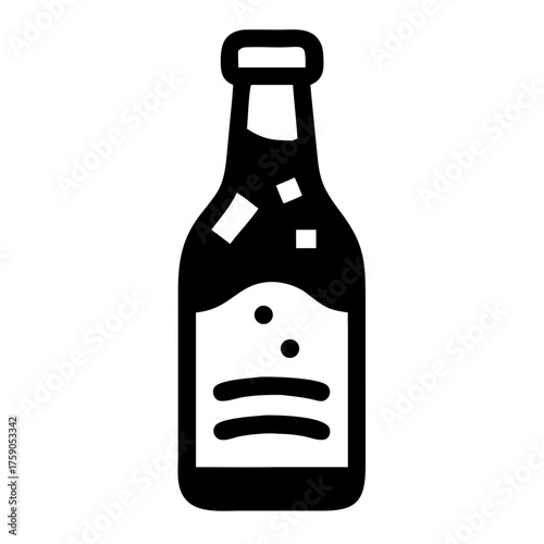 Illustration of a black beer bottle, perfect for showcasing beverage container