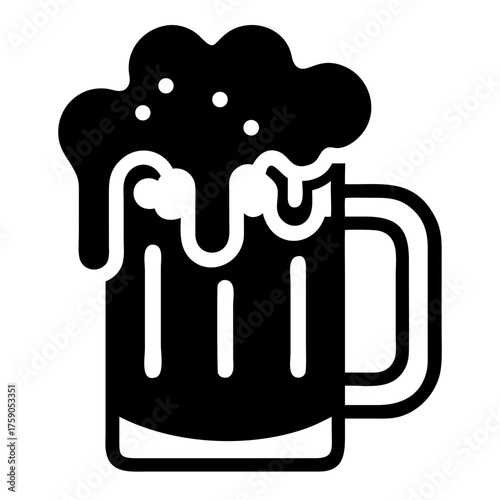 Illustration of a beer mug with foam, perfect for bar or brewery designs