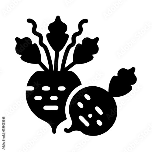 Vector art of two beets with leaves, a nutritious root vegetable often used in salads and soups