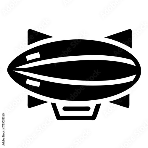 Illustration of a black airship icon, representing vintage transportation