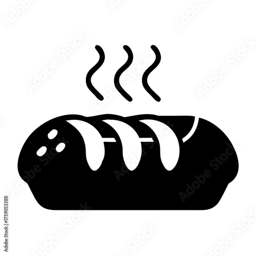 Vector art of freshly baked bread with steam ideal for bakery and food related projects