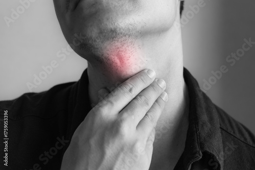 Man with sore throat pain infection  