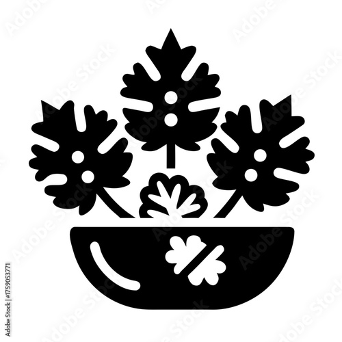 Vector art of fresh parsley in a bowl, a flavorful herb for culinary creations and garnishes