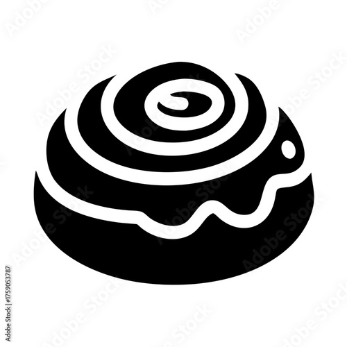 Vector art of cinnamon roll icon delicious pastry with swirl and icing, sweet treat symbol