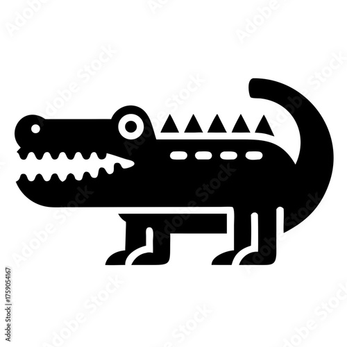 Illustration of a black alligator with a toothy grin, a vector design