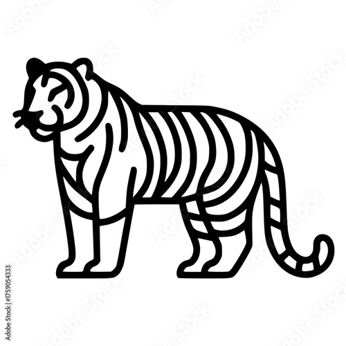 Tiger silhouette one line art vector design