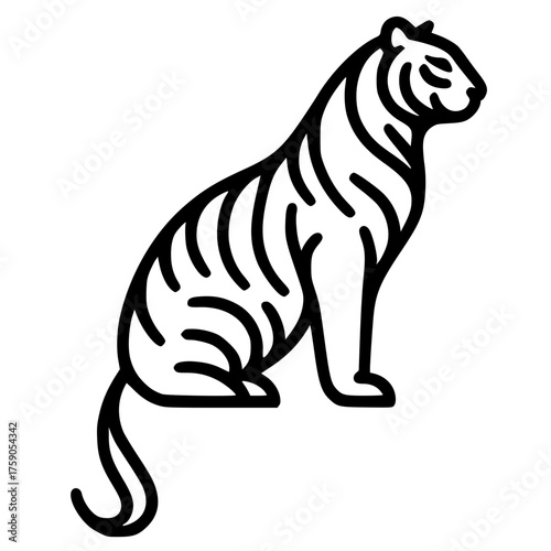 Tiger silhouette one line art vector design