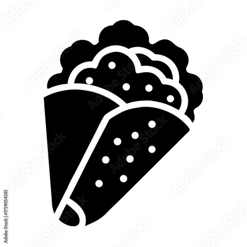 Vector art of delicious burrito icon, showcasing a tasty and flavorful mexican cuisine treat