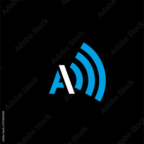Audio logo design with letter A concept.