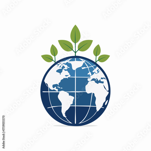 A symbolic depiction of the planet earth flourishing with verdant leaves in a minimalist design