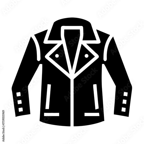 Vector art of classic black leather biker jacket, a timeless symbol of rebellion and style