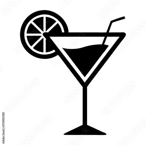 Vector art of elegant martini glass with lemon slice vector illustration of a cocktail
