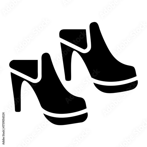 Vector art of stylish heeled mules, a fashionable footwear choice for a chic and trendy look