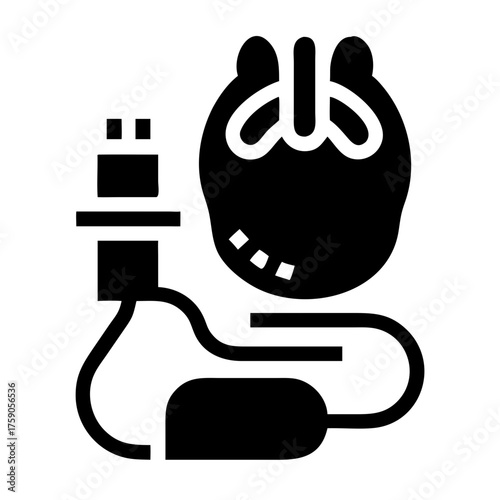 Illustration of a thyroid gland with a probe, showcasing medical technology