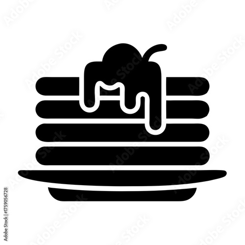 Vector art of stack of pancakes with syrup simple and delicious breakfast food concept