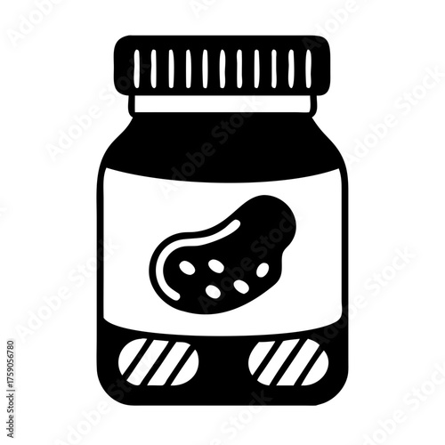 Illustration of a jar of pickled cucumber, showcasing a simple and bold design