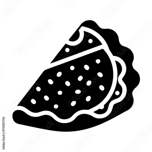 Vector art of monochrome illustration of a slice of pie with filling and crust