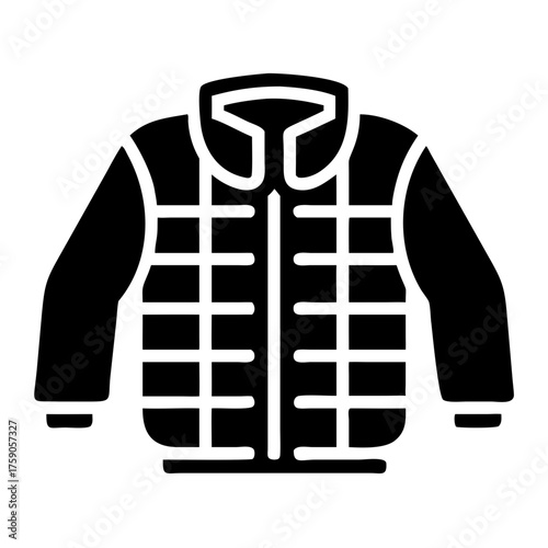 Vector art of simple black and white icon of a winter puffer jacket