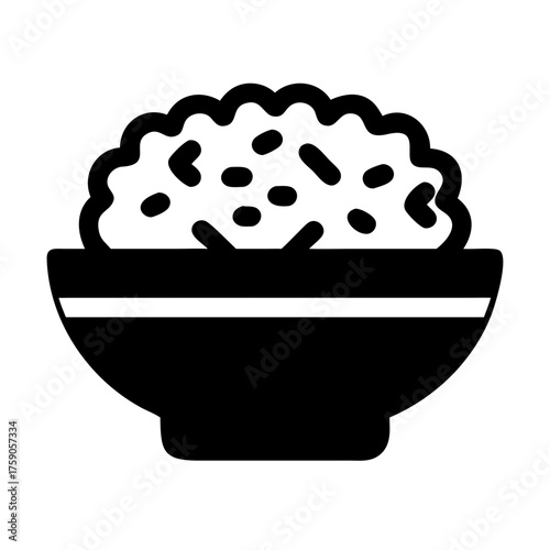 Illustration of a bowl of rice, a staple food, on a