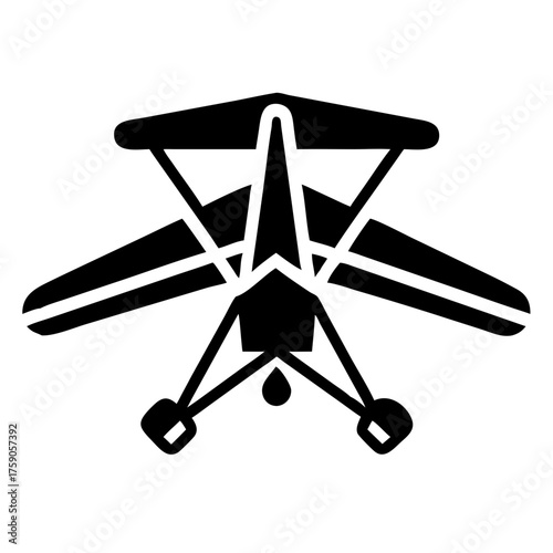 Vector art of black and white hang glider illustration, representing flight and freedom