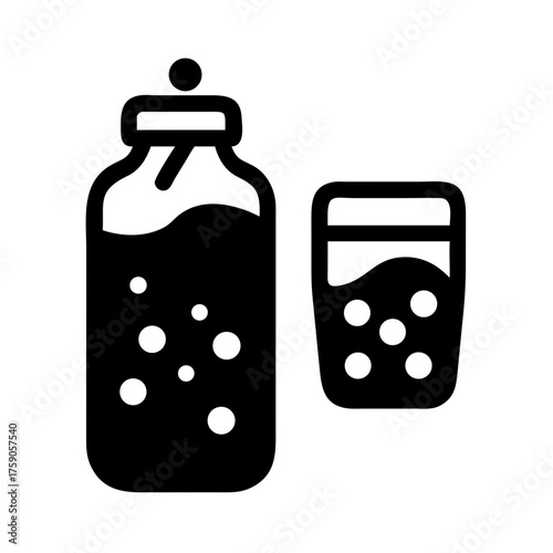 Illustration of infused water bottle and glass for healthy hydration and refreshment