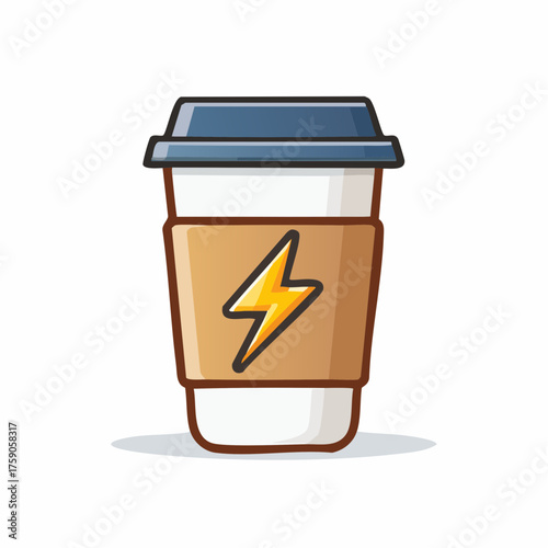 Energetic Coffee Cup Icon: A Vibrant Vector Illustration for Boosted Creativity and Wakefulness