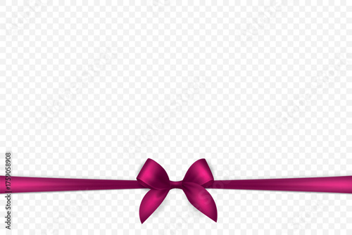 Vector Ribbon with Bow for Gift Decoration and Packaging Design. Blue Ribbon for Celebration, Event and Invitation. Blue Ribbon Illustration for Holiday Card, Present Wrapping, Festive Template