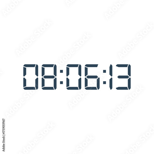LED digital clock number for counter or calculator mockup design