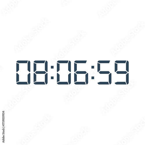 LED digital clock number for counter or calculator mockup design