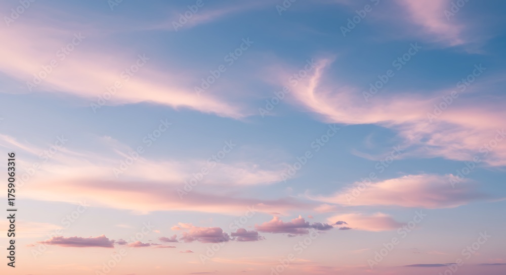 Fototapeta premium Soft pastel sky with delicate clouds ethereal atmosphere serene background