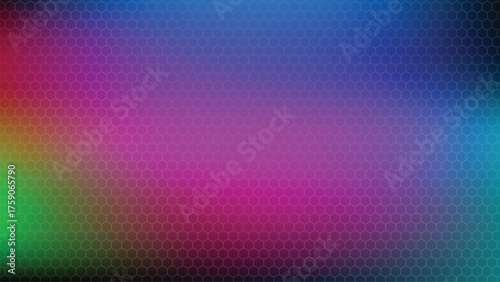 Abstract Hexagonal Pattern Gradient With Red Green Blue Purple Hues texture geometric