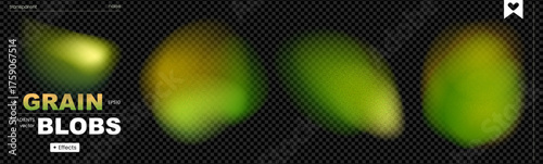 Transparent Green Effect Noise Grain - Abstract Eco Background Set with Yellow Blobs and Gradient Gradation for Modern Design. This vibrant collection features organic shapes and fluid flow with soft 