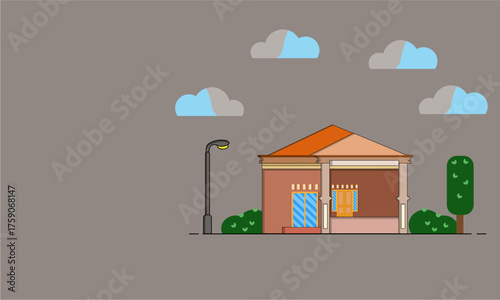 Vector Illustration Geometric 1 Story Minimalis House