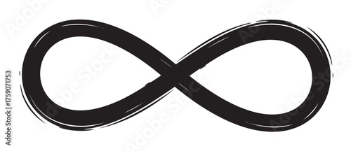 Black ink infinity symbol with brushstroke texture representing eternity and endlessness.