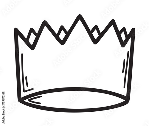 Black outline drawing of a simple crown with jagged peaks, representing royalty and leadership.