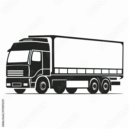 Delivery truck illustration on blank backdrop. Commercial transport conveyance