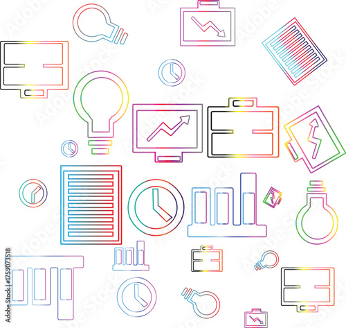 Colorful Business and Technology Icons A Modern Graphic Design.