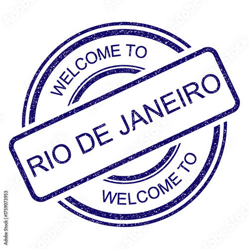 Welcome to Rio de Janeiro, Brazil rubber stamp from RJ Brasil, blue vintage travel stamp on transparent background, vector illustration	