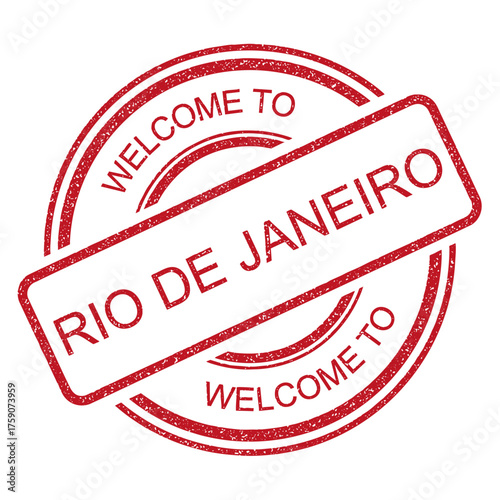 Welcome to Rio de Janeiro, Brazil rubber stamp from RJ Brasil, red vintage travel stamp on transparent background, vector illustration	