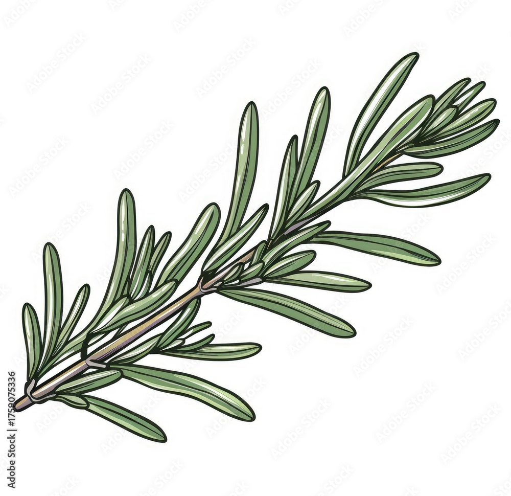 Fototapeta premium Rosemary sprig, isolated for cooking, aromatherapy, or beauty on white background