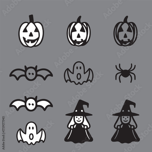 Halloween Clipart Set Bats, Spider, Ghosts, Pumpkin