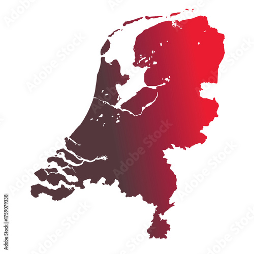 Map of Netherlands, sign silhouette. World Map Globe. Vector Illustration isolated on transparent background. Europe continent.