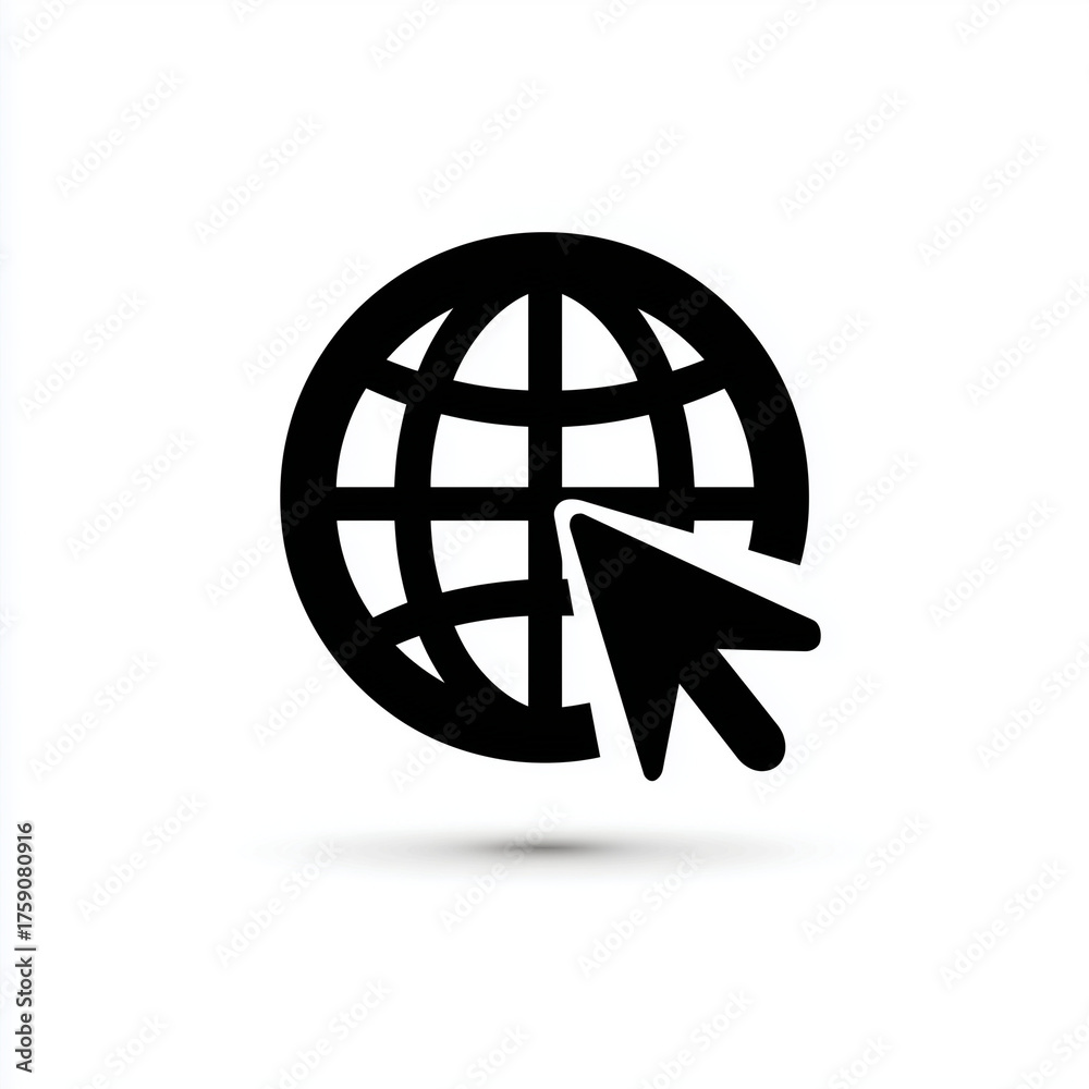 Fototapeta premium globe with a cursor hovering over it on a white background